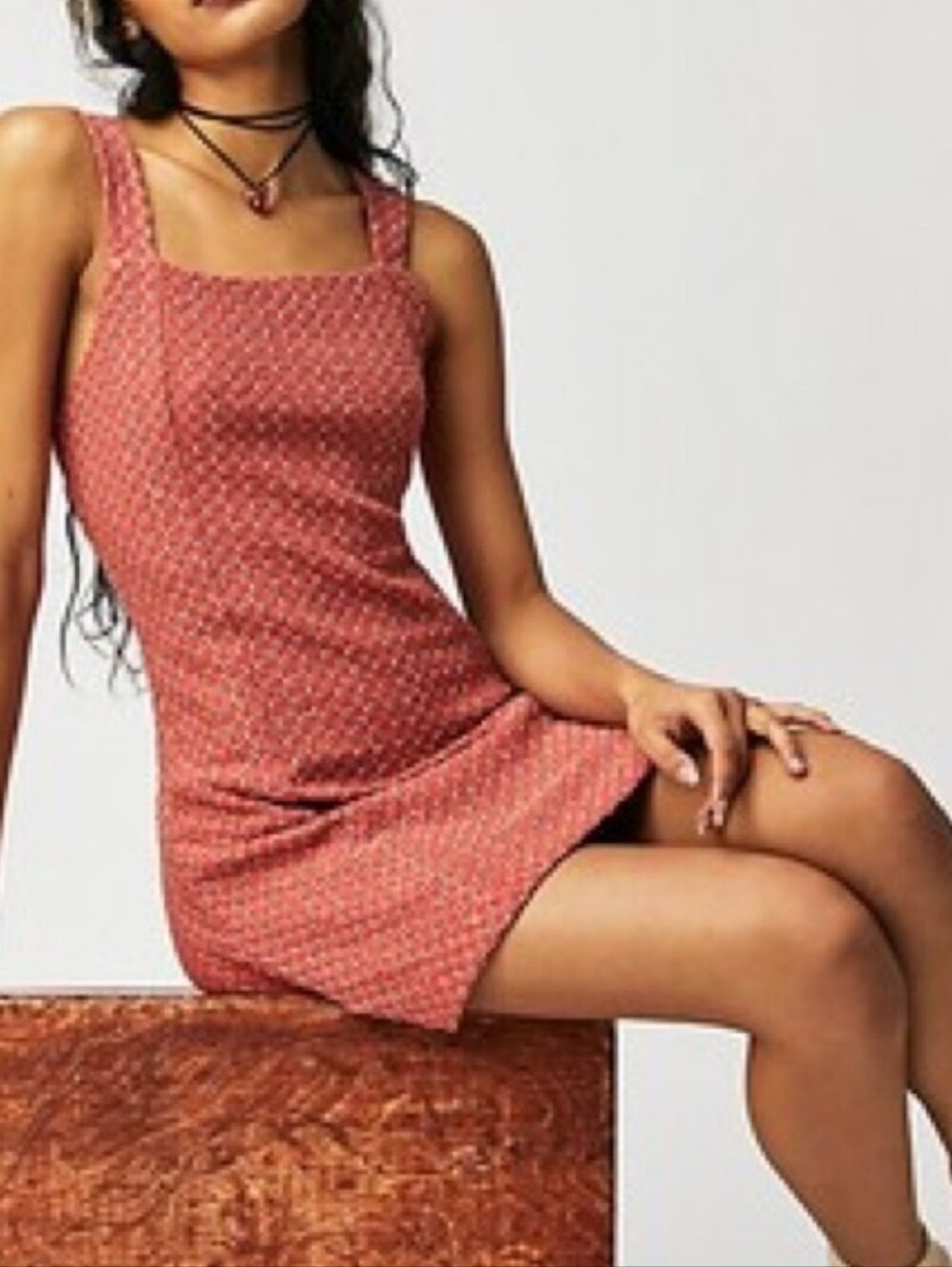 Free People Taking Hearts Mini Dress In Coral Medium
